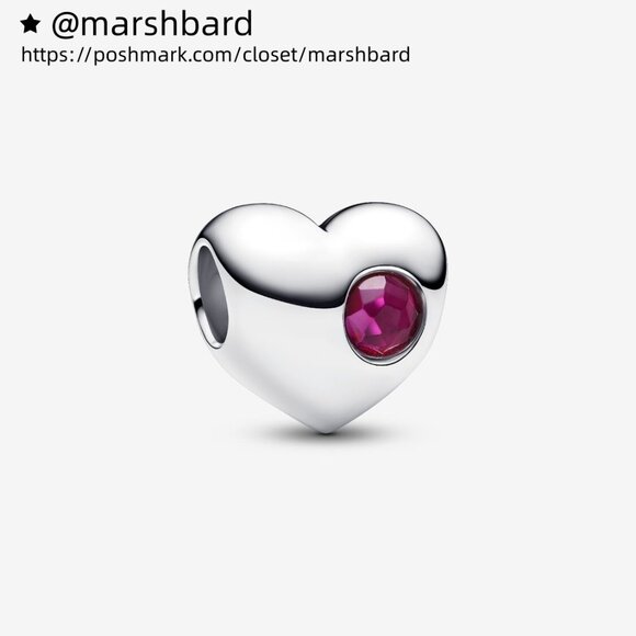 Pandora Engravable True Red Stone Heart Charm - Picture 1 of 6